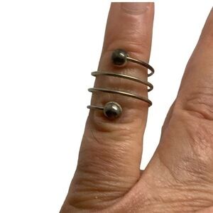 Silver tone spiral ring